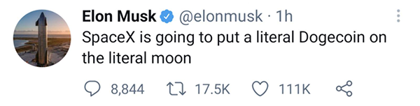 elon musk tweet on doge coin