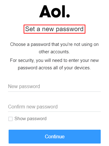 Set a new password