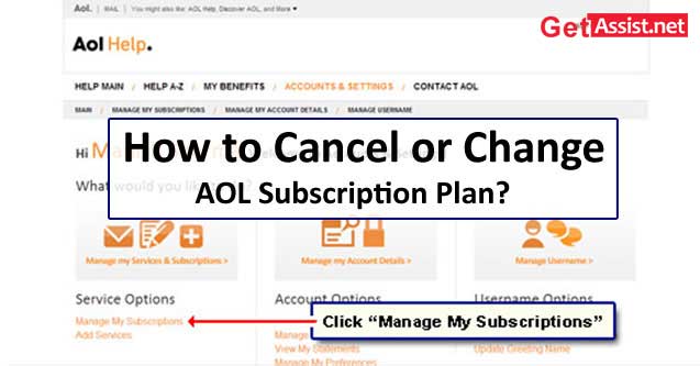 how to cance or change aol subscription plan
