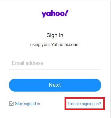 Yahoo is having trouble signing in