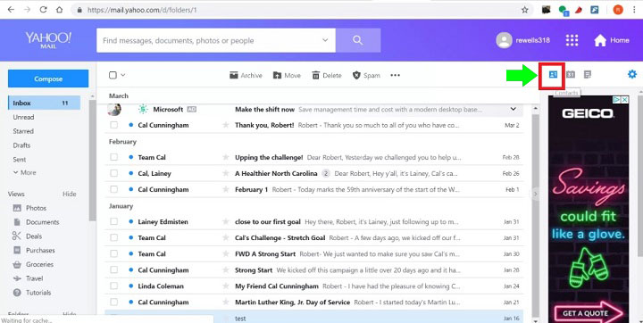 Yahoo mail contacts