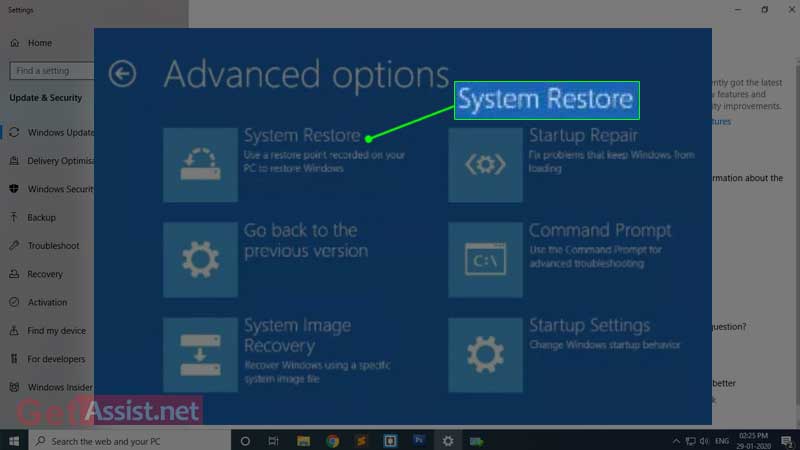 Perform system restore