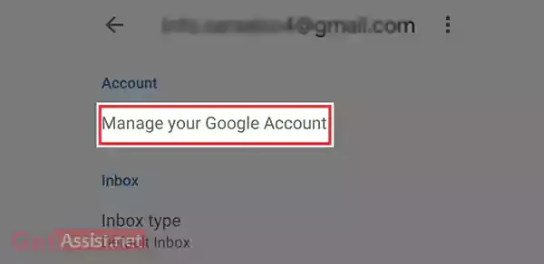 Select Manage Your Google Account