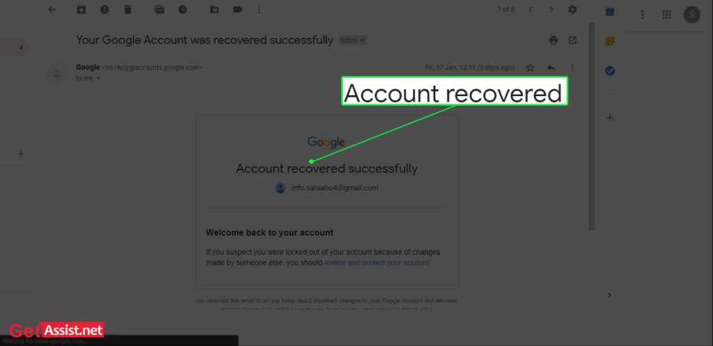 recovered gmail account