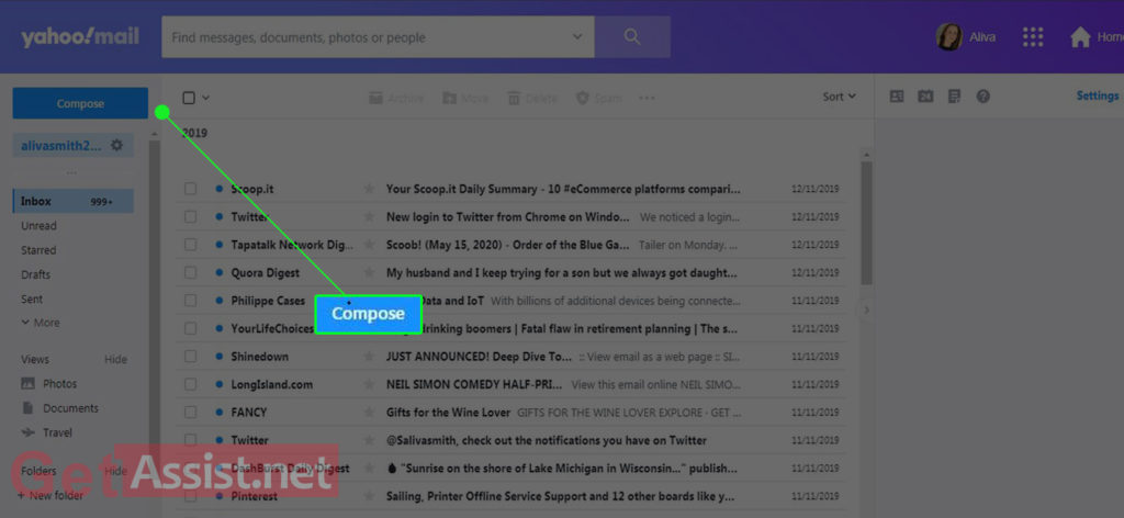 Compose Yahoo emails
