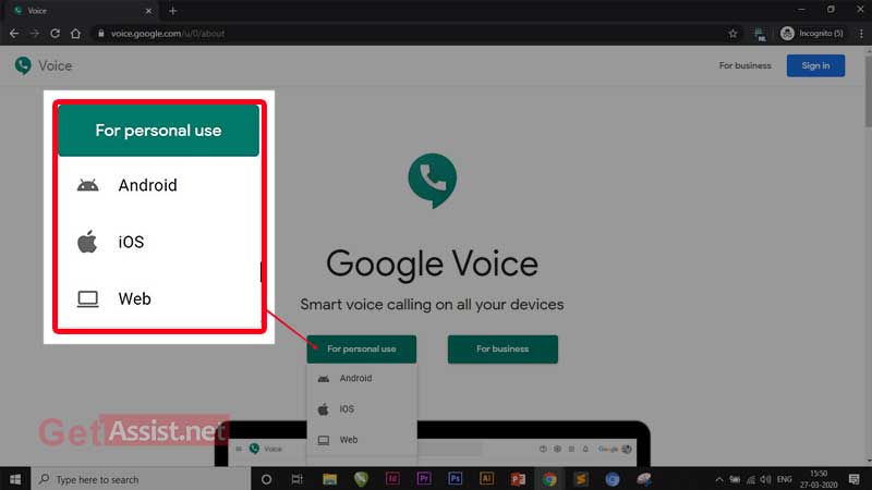google voice sign in continue