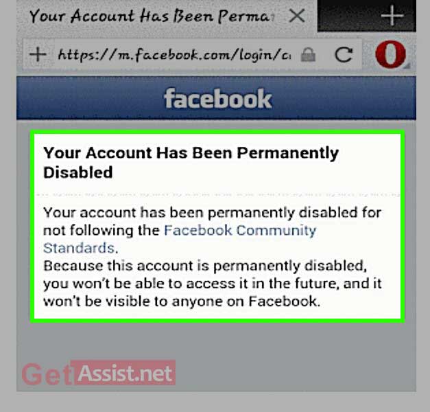 your account has been permanently disabled