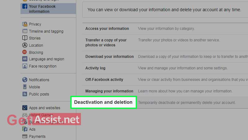 press on deactivation or deletion