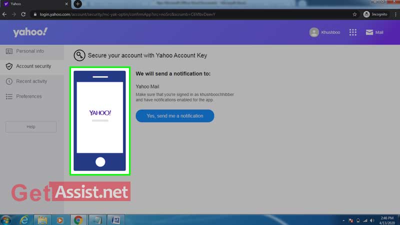 sign into Yahoo on mobile app