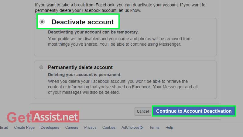 deactivate fb messenger