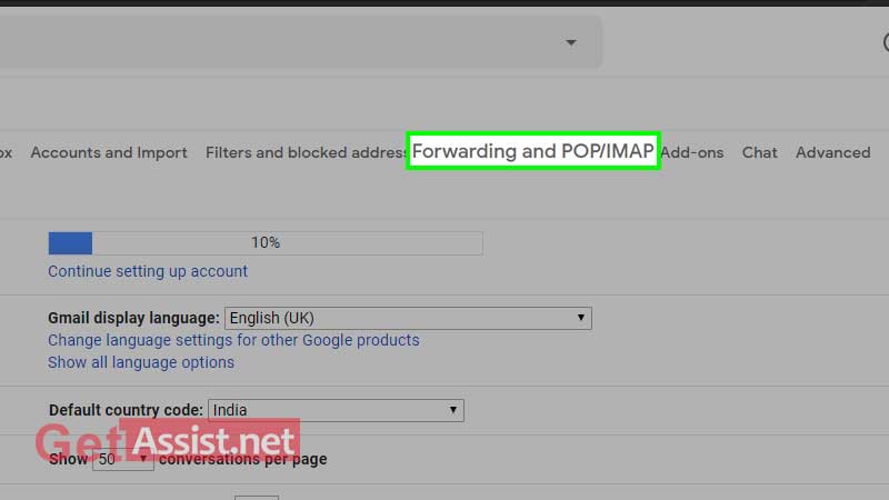 click on forwarding and pop/imap