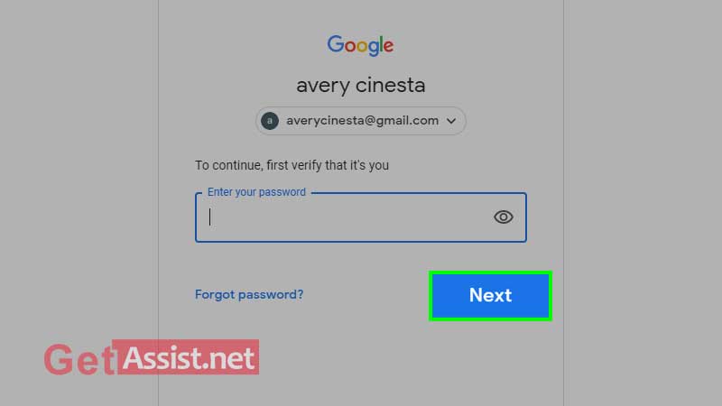 enter Gmail password and click on next