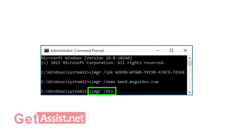 cmd code to activate windows 10