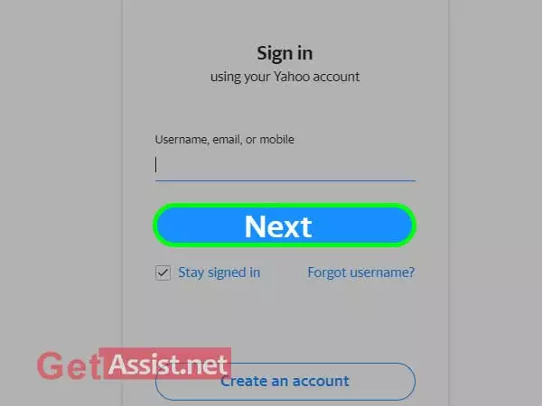 Enter yahoo email address or phone number and click on next to login account