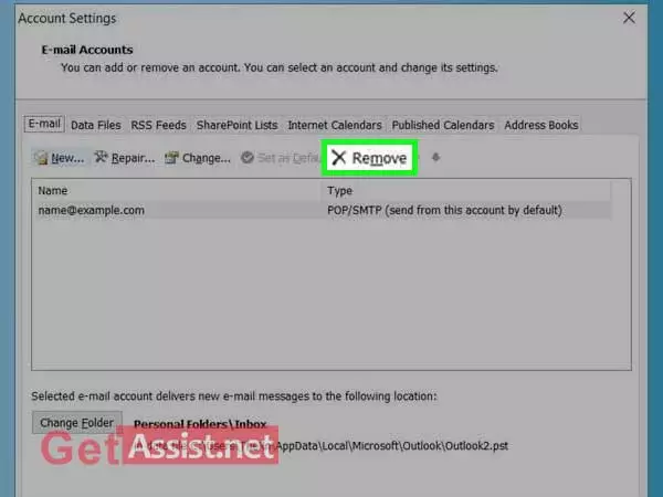 Now select your Yahoo account and tab on remove from Outlook