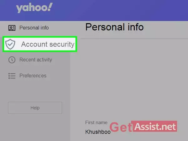 go to Yahoo account security page