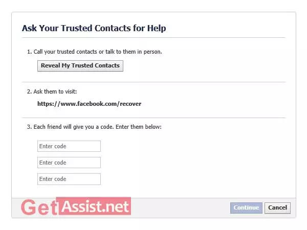 Ask your trusted contacts for help