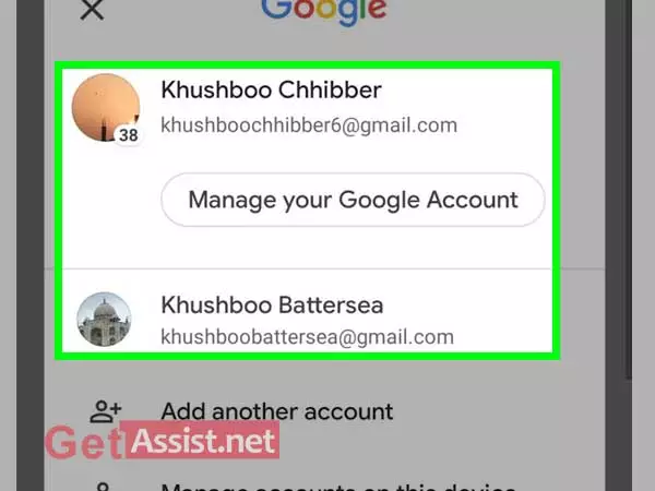 Switch between your two Gmail account