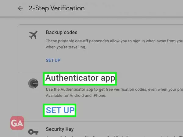 Set up the authenticator app on Gmail