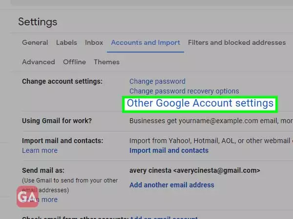 Click on Other Google Account Settings