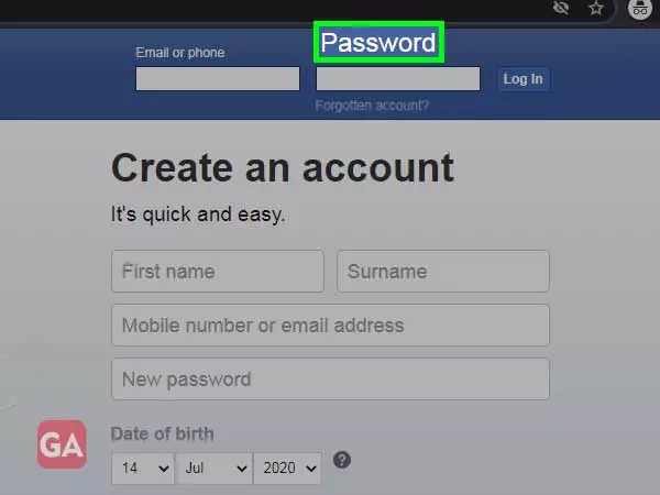 Enter the Facebook password