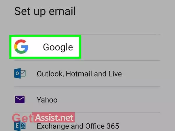 select the google account