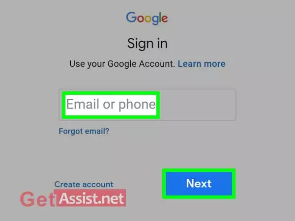 Enter email address or phone number, press next