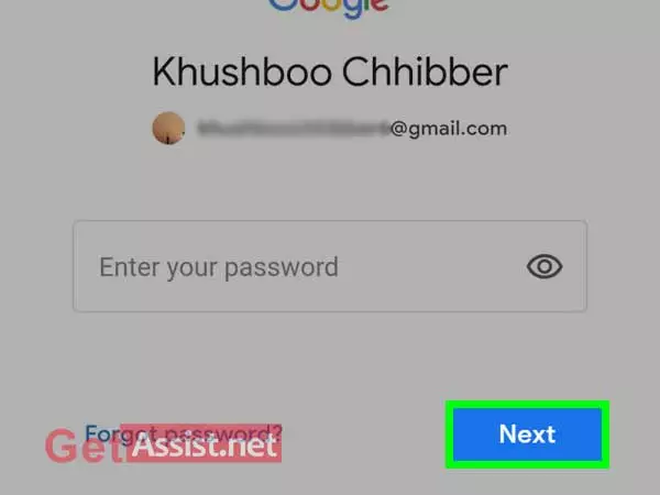 Enter your password and click next