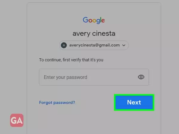 enter your Gmail password and press next