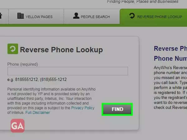 Enter the phone number and click on find
