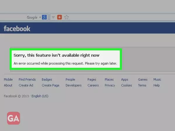 Facebook Says “You Can Not Use This Feature Right Now”- Fixed