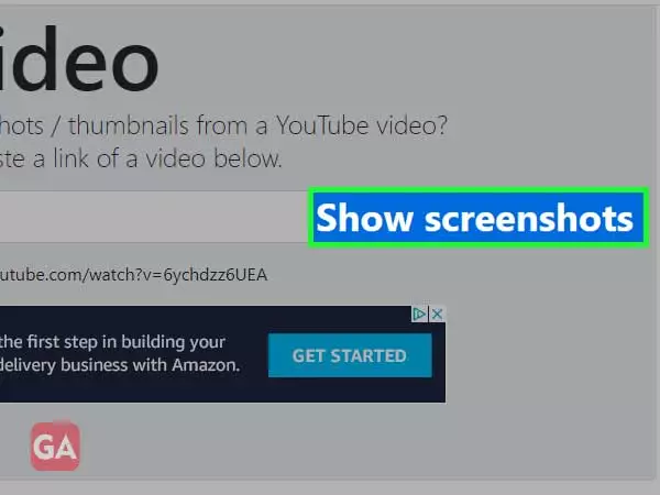 Paste the video link and click ‘show screenshots’