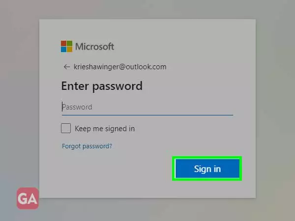 Enter the password, click sign in