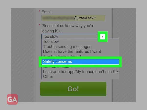 Select the reason you are leaving Kik