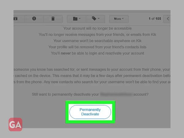 Click on Permanently deactivate