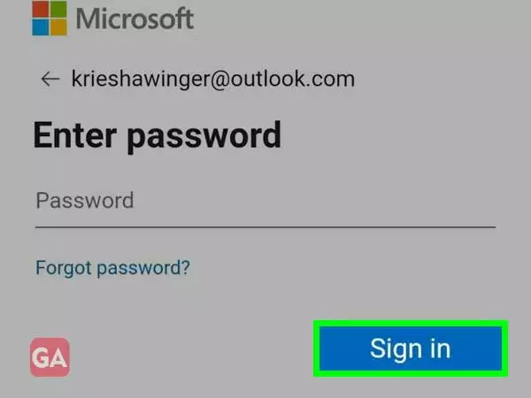 Enter password, press sign in
