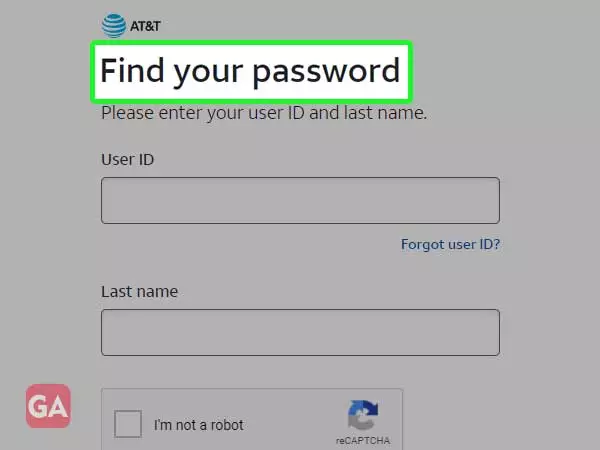 Click on find your password