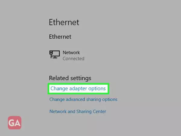 Click on change adapter option