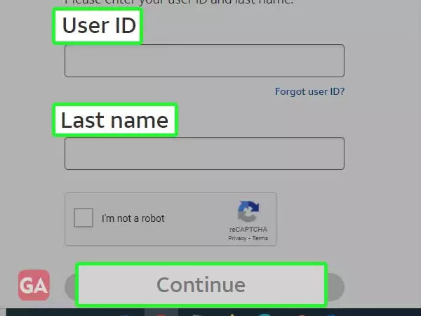 Enter your Bellsouth User Id and Last Name