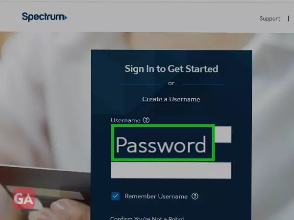 Enter your Charter password