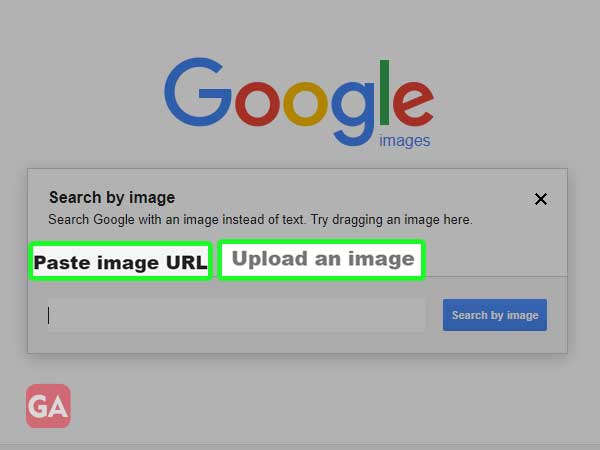 Paste Image URL or upload an image to search on Google