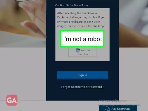 Fill the captcha