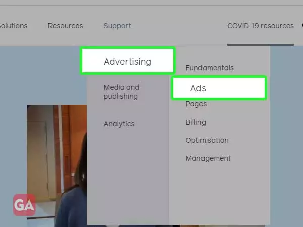 Go to advertising and select ads