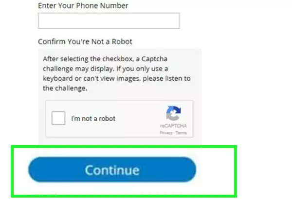 Enter your phone number or complete the captcha and click next