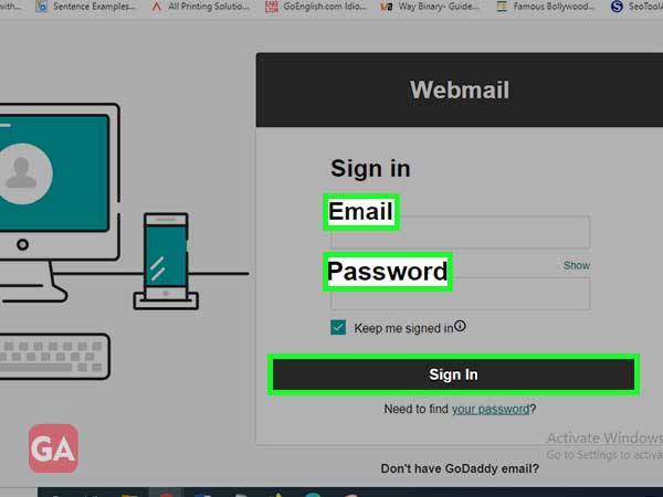 godaddy email access page