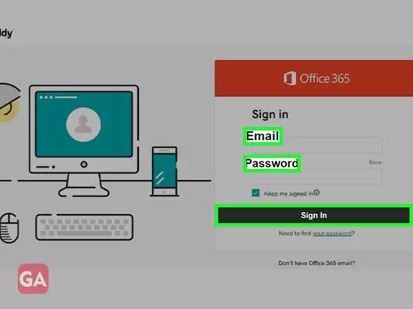 Enter your office 365 email address or password