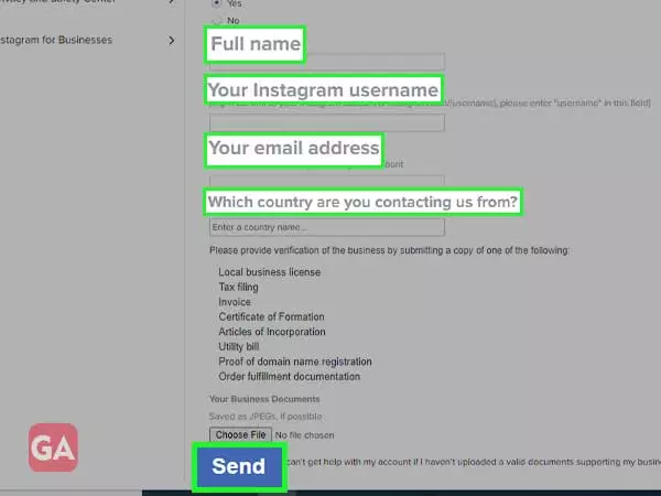 Enter your full name, Instagram username, email address and country