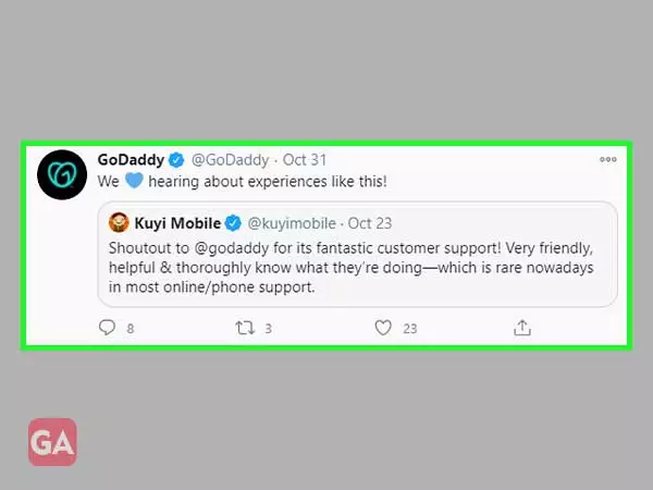 GoDaddy’s Twitter Help handle