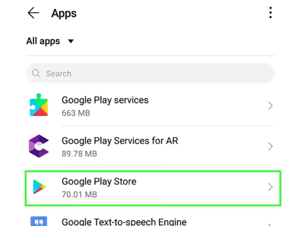 Open Google Play Store Settings