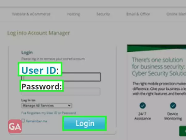 Enter the user ID and password and click Sign In